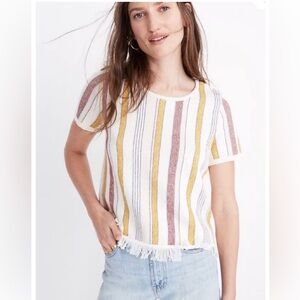 Madewell Blakley Striped Fringe Tee-Size Small